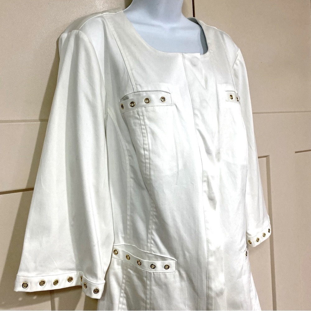 Catherines White Blazer Plus Size 1X 18/20W Cotton Stretch Gold-tone Grommets - Picture 3 of 13